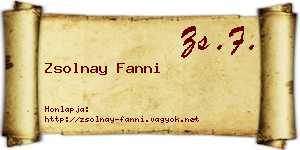 Zsolnay Fanni névjegykártya